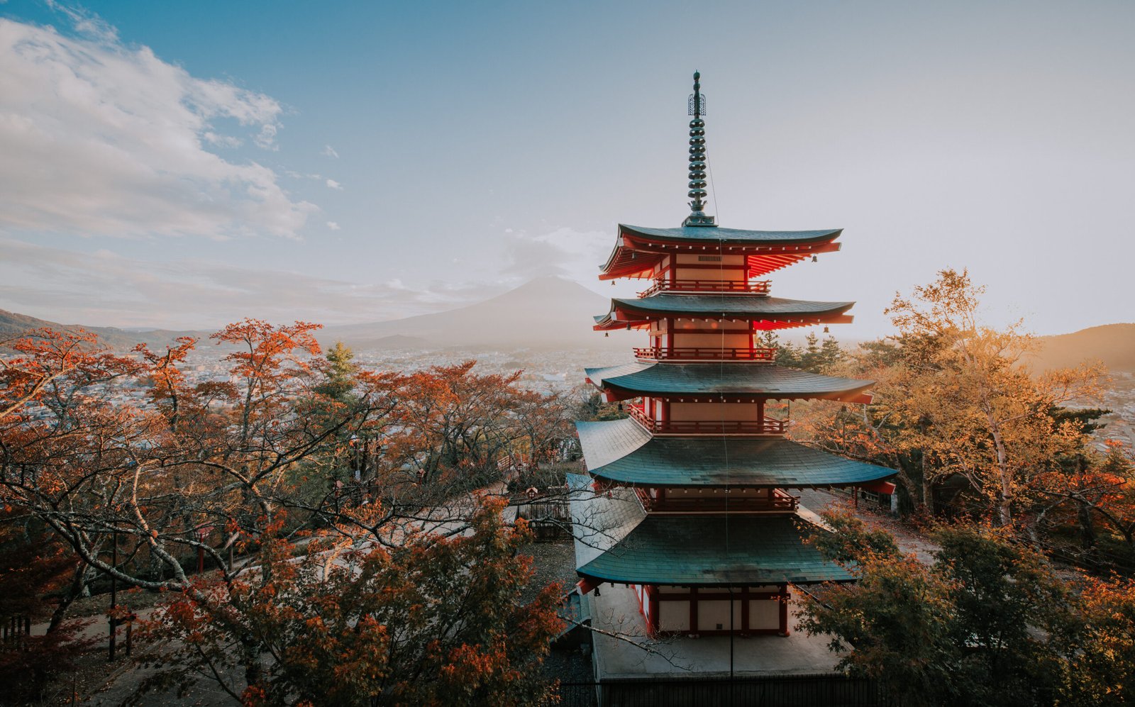 Chureito pagoda at Fuji mountain. Beautiful japanese landmarks and landscapes