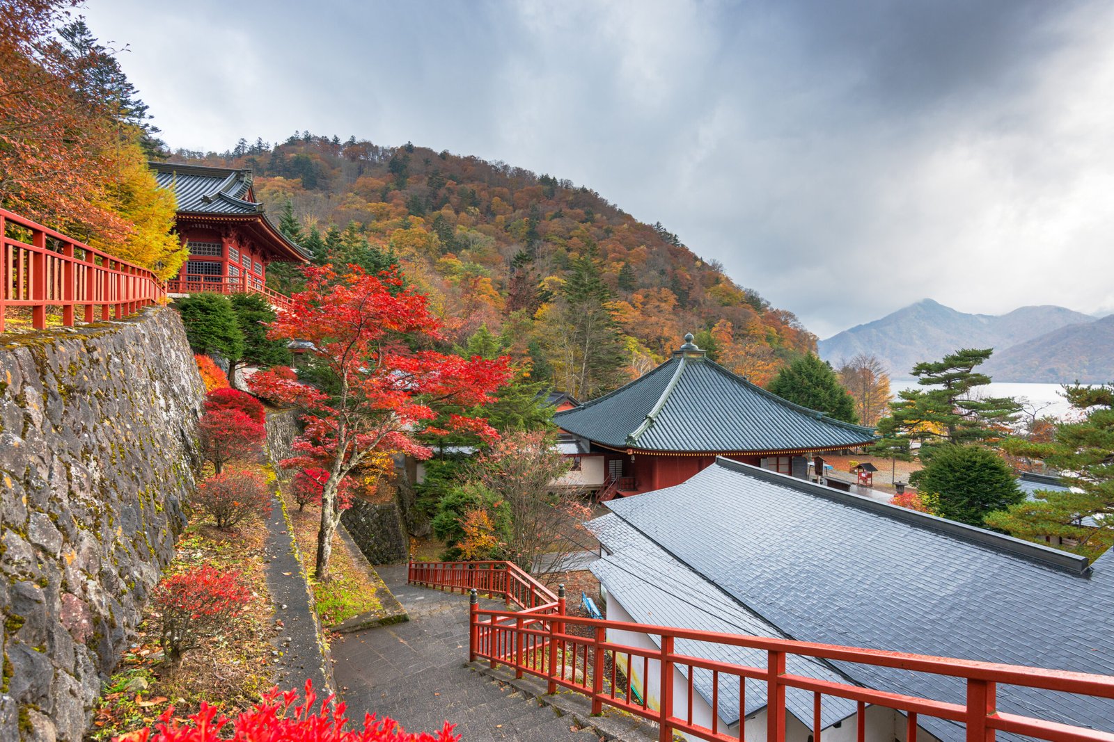Nikko, Japan viewed in the autumn from Chuzen-ji Temple complex.